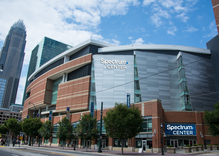 Take a sneak peak at the artist's rendering of the outside of the stadium with the new "Spectrum Center" logo.