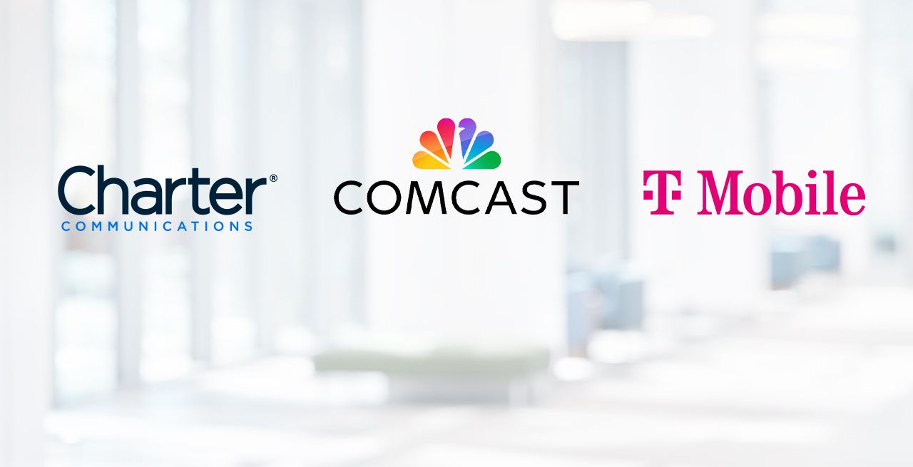 Charter, Comcast & T-Mobile logos