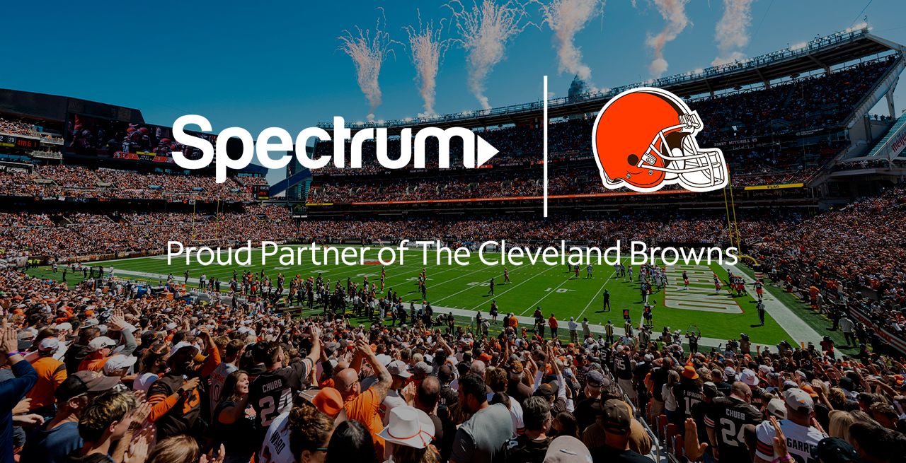 Stadium view with Spectrum and Cleveland Browns logo