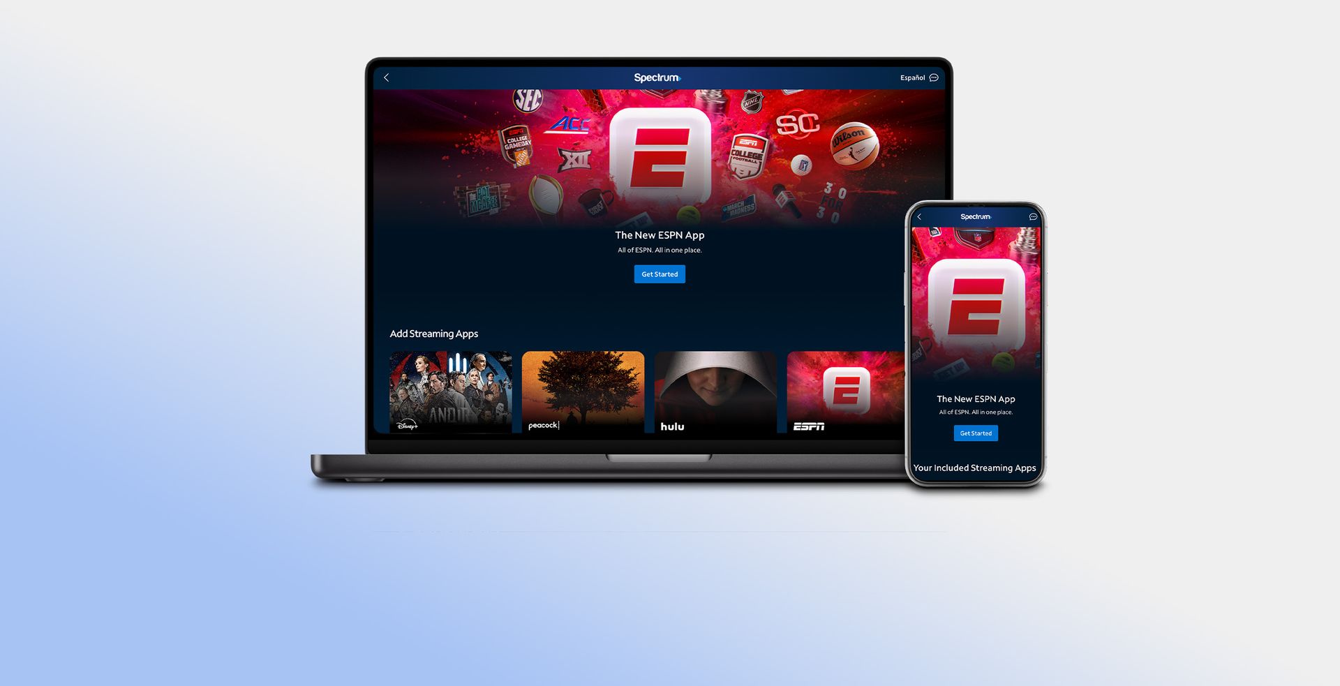 Spectrum App store user interface as seen on a laptop and phone