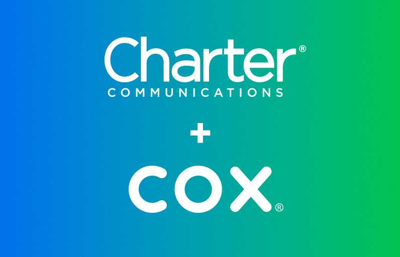 Charter and Cox logos stacked. 