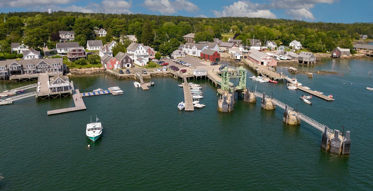 Aerial view of the island community of North Haven off the coast of Maine