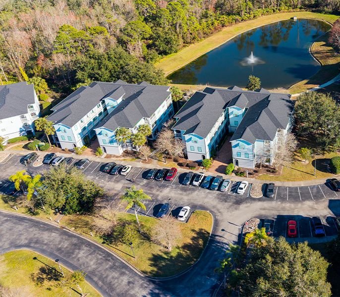 Aerial view of West Point Park apartments