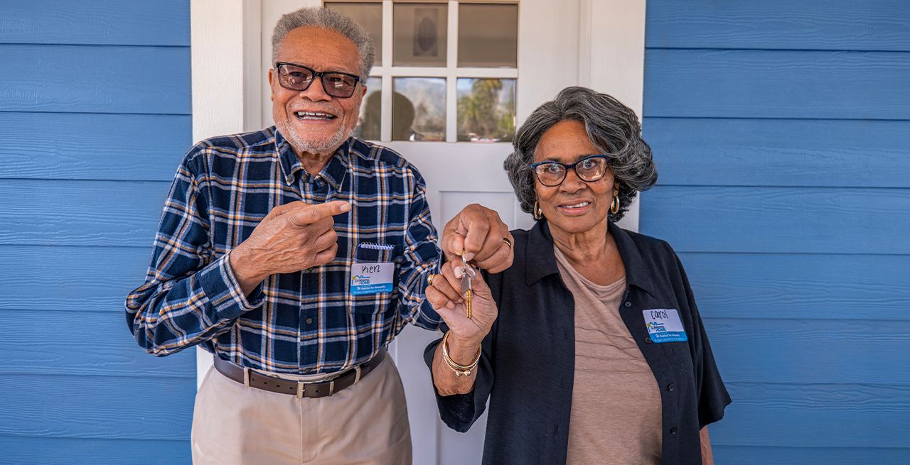 The Wood family at their new home in Altadena, California