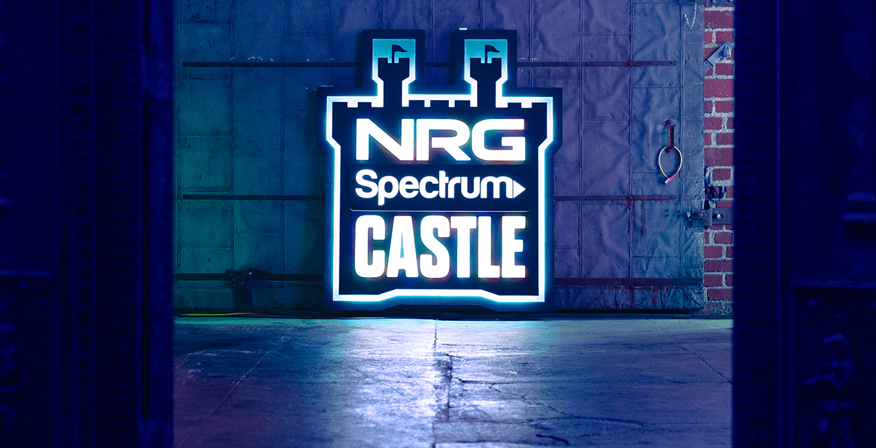 NRG and Spectrum logos in a castle outline