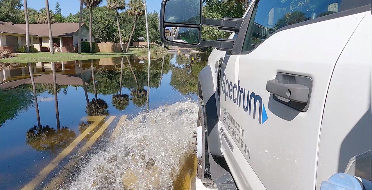 Flooding from Hurricane Ian seen in a Florida residential neighborhood