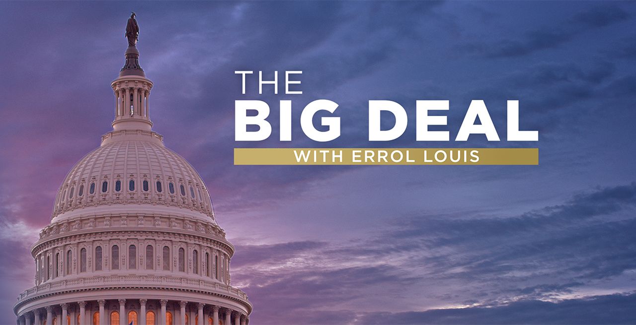 Image of the U.S. Capitol dome against a clouded purple sky with logo for "The Big Deal With Errol Louis"  